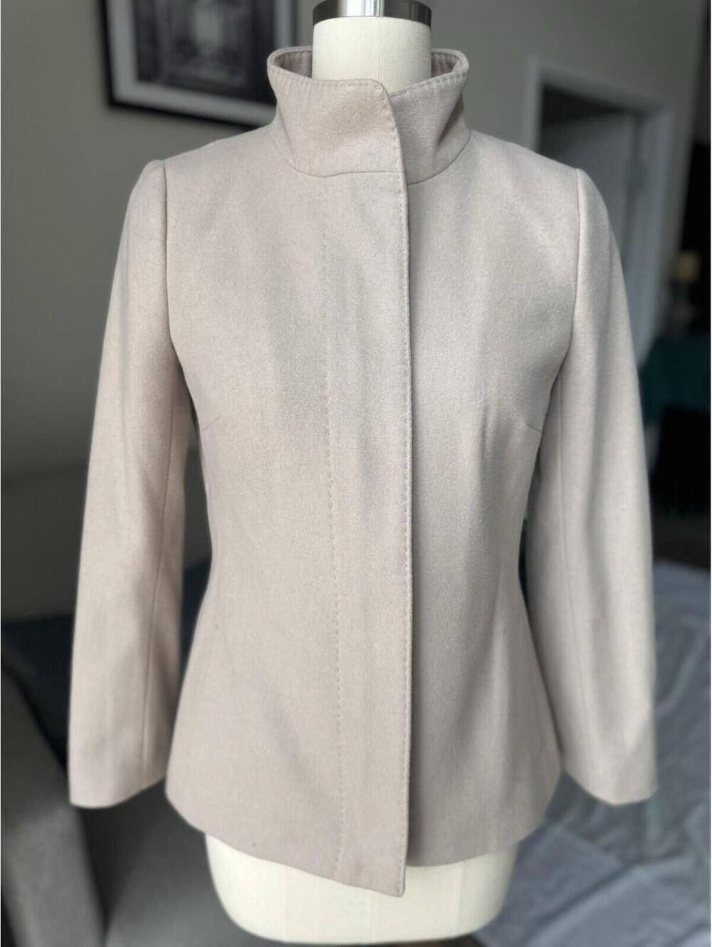 Banana Republic Cream Coat Jacket Open Stitch Sz Xs No Belt